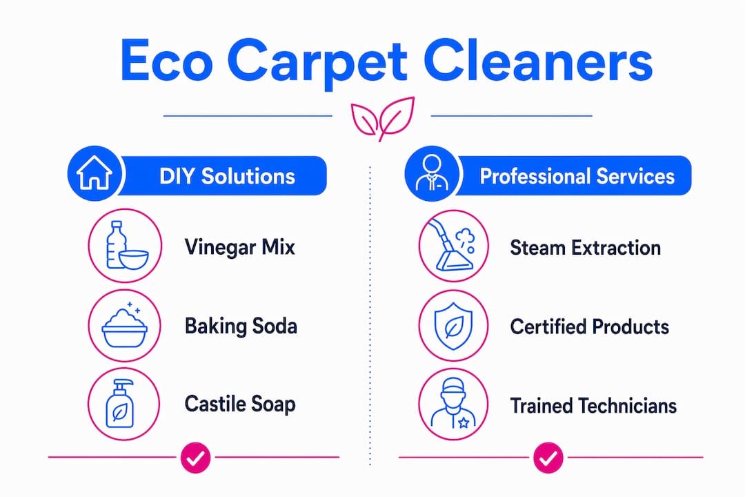 Infographic comparing DIY and professional eco carpet cleaning methods