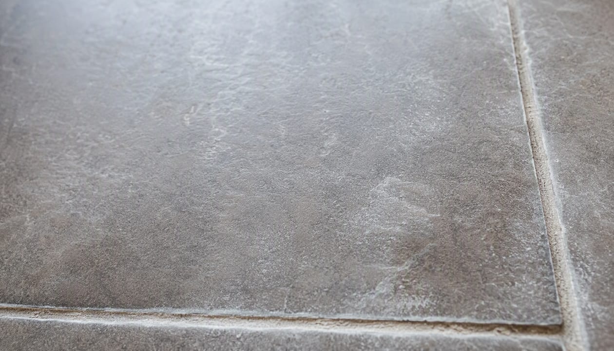 Close-up of tile texture showing grout haze