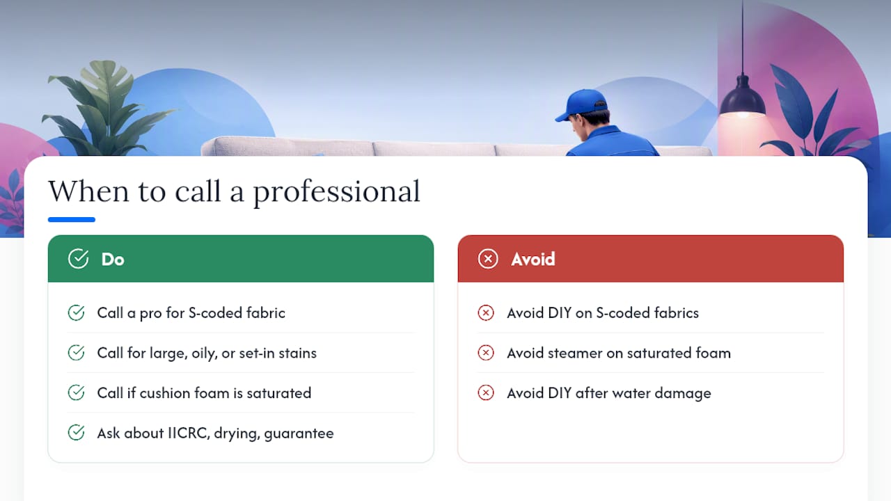 When should you call a professional cleaner instead? — overview diagram
