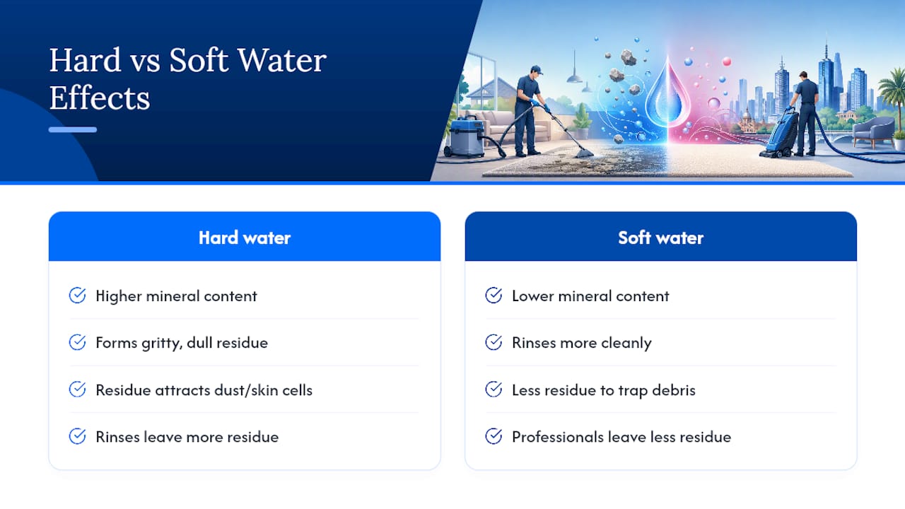 Comparison of hard and soft water effects on carpet cleaning